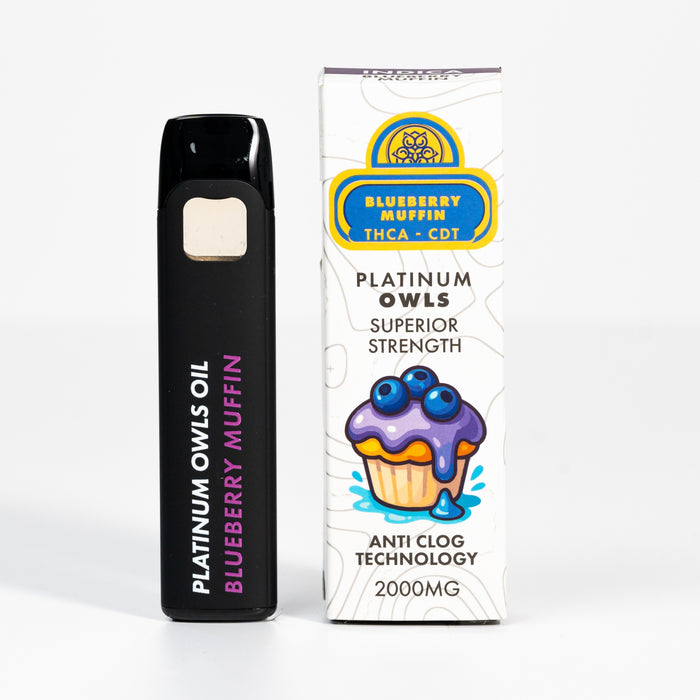 Platinum Owls THCA 2ml Vape – Blueberry Muffin
