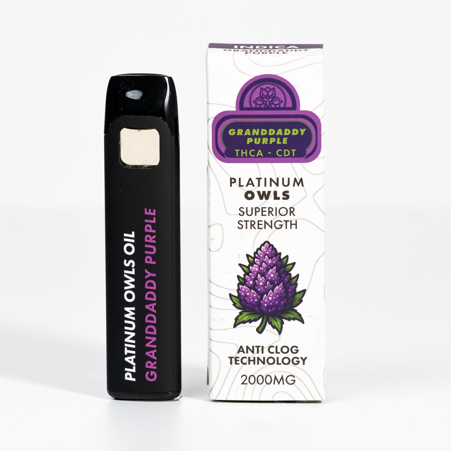 Platinum Owls THCA Vape de 2 ml – Granddaddy Purple